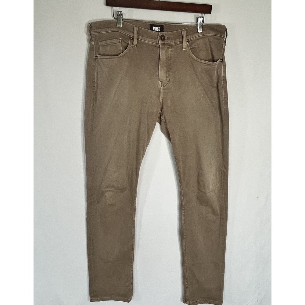 Paige Men's Pants 5 Pocket Tapered Leg Tan Camel Size 34x 32 READ****